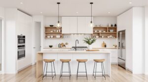 cocina blanca y madera