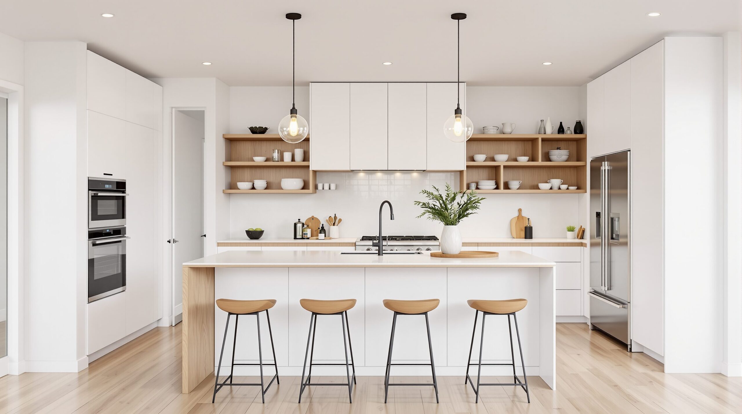 cocina blanca y madera
