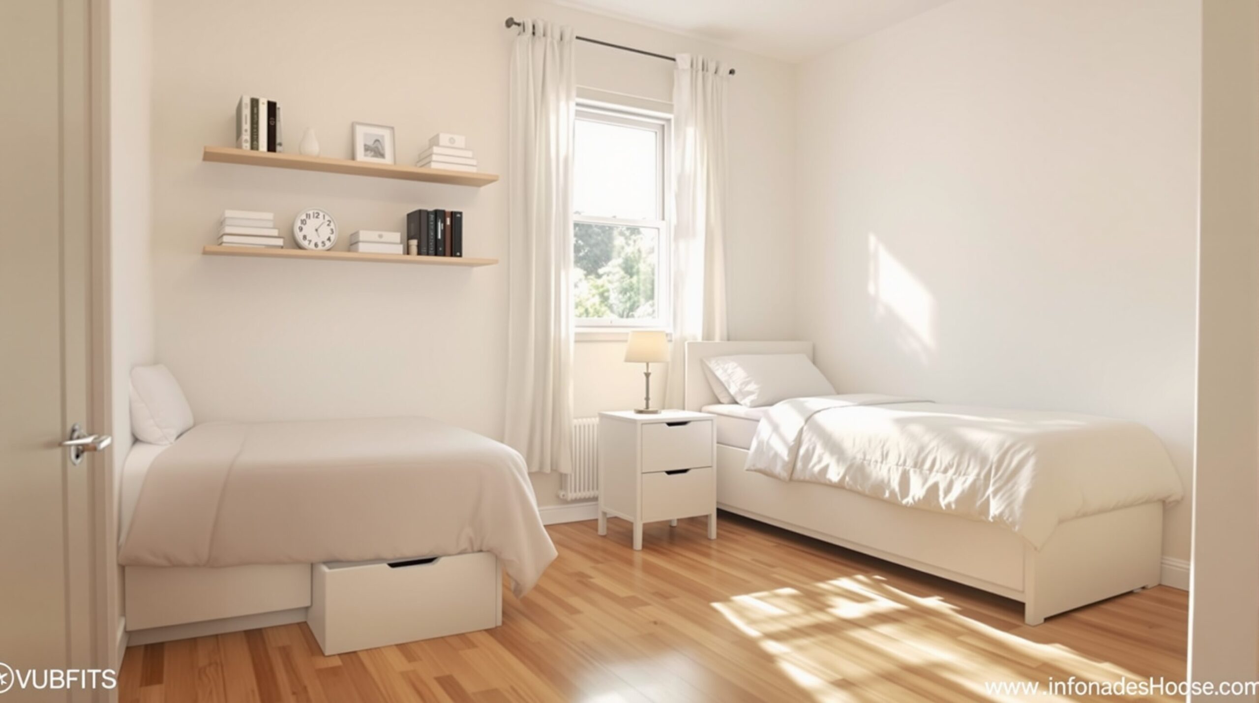 como poner dos camas en una habitacion pequeña
