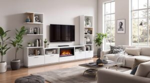 mueble con chimenea